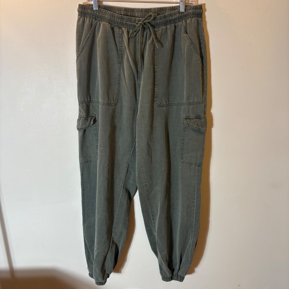 7 For All Mankind Olive Green Cargo Jogger Pants Cotton Lyocell Size Large